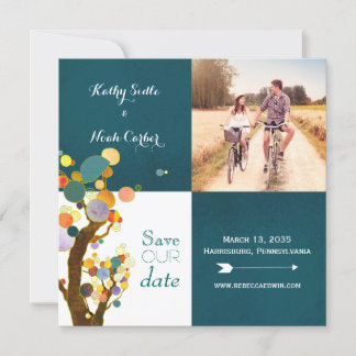 Reserva La Fecha Boda Verde azulado de Boho Trees Foto Salven la fe
