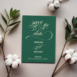 Reserva La Fecha Boda Verde azulado de caligrafía elegante