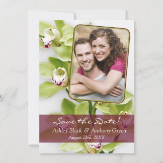 Reserva La Fecha Boda verde de Orquídea Cymbidium Save the Date