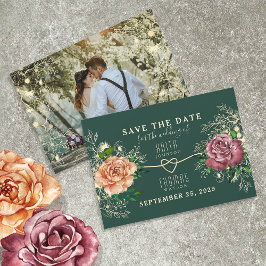 Reserva La Fecha Boda Verde Esmeralda Floral Dorado