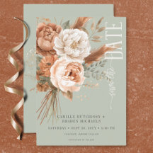 Boda Verde Floral Boho Terracotta Melocotón y Crem