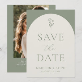 Reserva La Fecha Boda Verde minimalista Boho Jaula Verde