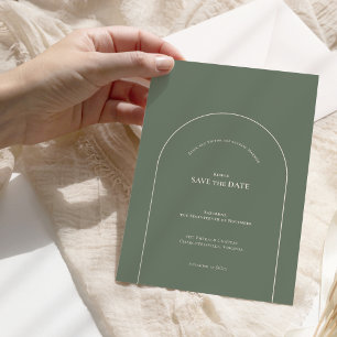 Reserva La Fecha Boda Verde Sage del Boho Arch Simple