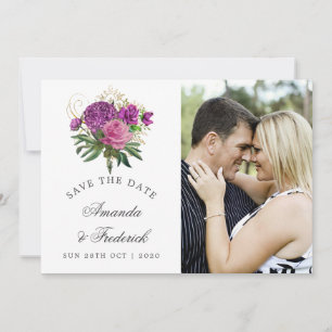 Reserva La Fecha Boda Vintage Chic Purple y Gold Save the Date