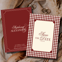 Boda Vintage de Dinero Antiguo con Cuadros Rojo Pr