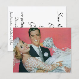 Reserva La Fecha Boda Vintage Felices recién casados, ¡Guarden la f