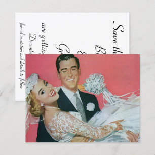 Reserva La Fecha Boda Vintage Felices recién casados, ¡Guarden la f