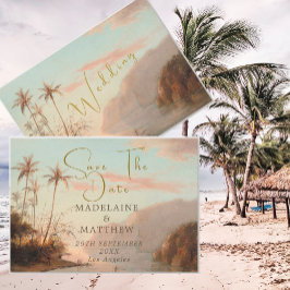 Reserva La Fecha Boda Vintage Tropical Palm Trees Salva La Fecha