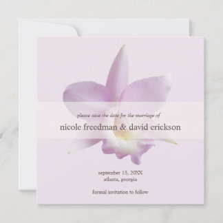 Reserva La Fecha Boda violeta moderna con flores de orquídea, excep