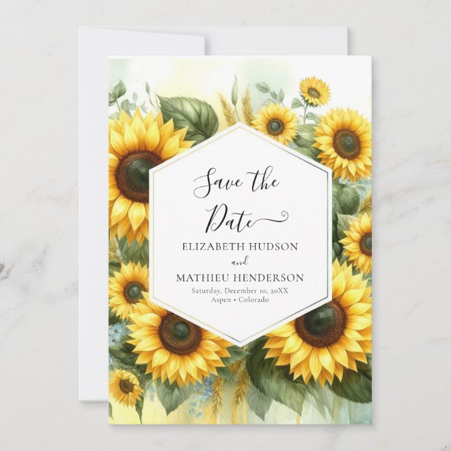 Reserva La Fecha Boda Whimsical Field Sunflower (Anverso)