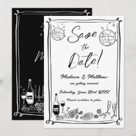 Reserva La Fecha Bodados garabatos dibujados a mano con extravaganc