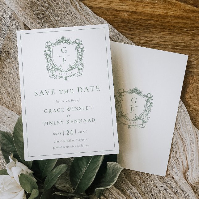 Reserva La Fecha Bodas con Cresta de Monograma de Rosas Francesas V (Subido por el creador)