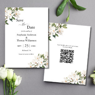 Reserva La Fecha Bodas de magnolias florales blancas con vegetación