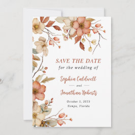 Reserva La Fecha Bodas de Otoño con Flores Silvestres Rústicas
