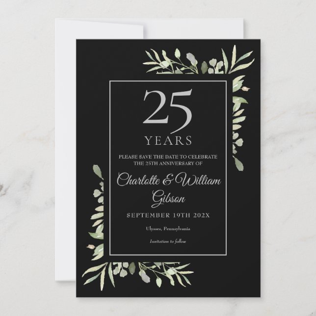 Reserva La Fecha Bodas de plata 25º aniversario verde (Anverso)