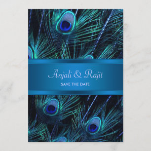Reserva La Fecha Bodas de Plumas de Pavo Real Azul Purpura Real