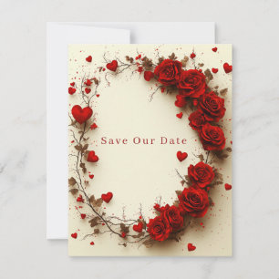 Reserva La Fecha Bodas del Día de San Valentín de Corazones Rojos