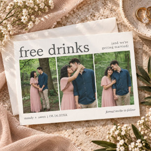 Reserva La Fecha Bodas Divertidas de Tres Fotos con Bebidas Gratis