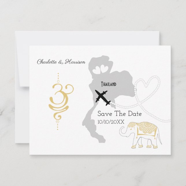 Reserva La Fecha Bodas en el Extranjero Tailandia Guardar la Fecha (Anverso)