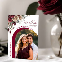Bodas Modernas Arco Burgundy & Rosas Crema & Foto