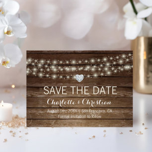 Reserva La Fecha Bodas Rústicas de Madera Country Corazones en Tarr
