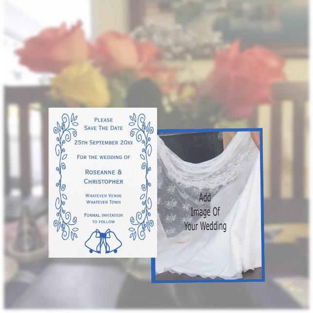Reserva La Fecha Bodas Save The Date Campanas Zafiro Azul (Subido por el creador)