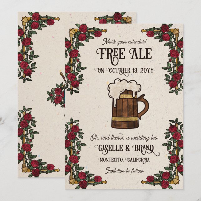 Reserva La Fecha Bodas Temáticas de RPG Ale Rosas Rojas Gratis (Anverso / Reverso)