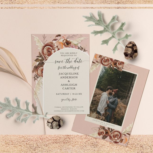 Reserva La Fecha BOHO Arch BOHO Fall Floral Rubor Pampas Pink Grass (Subido por el creador)