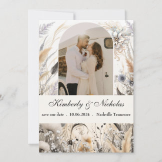 Reserva La Fecha Boho Arco Rústico Terrenal Floral Botánico de Pamp