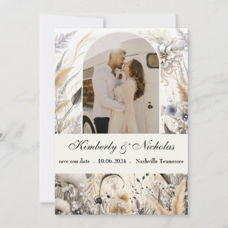 Reserva La Fecha Boho Arco Rústico Terrenal Pampas Floral Botánico