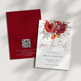 Reserva La Fecha Boho Autumn Florals Boda de código QR