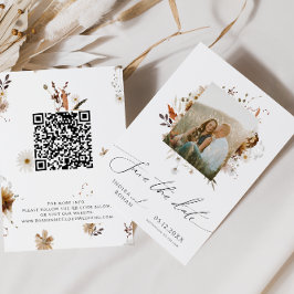 Reserva La Fecha Boho Autumn Wildflower | Código QR de marco fotogr