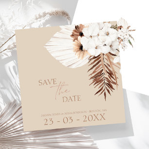 Reserva La Fecha Boho Beige Pampas Boda de orquídeas de hierba