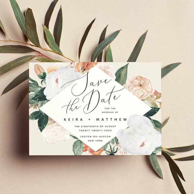 Reserva La Fecha Boho Blooms | Floral geométrica moderna (Subido por el creador)