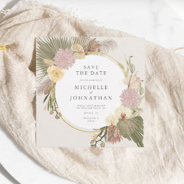 Reserva La Fecha Boho Boda Pampas Grass Palm Orchid