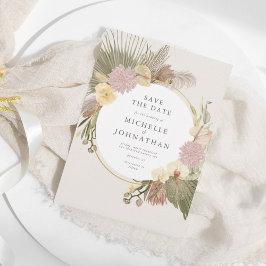 Reserva La Fecha Boho Boda Pampas Grass Palm Orquídea Floral