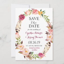 Reserva La Fecha Boho Boho Bohemian Floral Wreath Save the Date