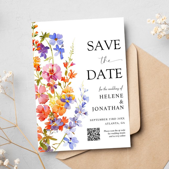 Reserva La Fecha Boho Boho Floral Elegante Boda de Wildflower Garde (Wildflower Garden Boho Floral Elegant Wedding Save The Date)