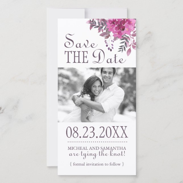 Reserva La Fecha Boho Botanical Save the Date Photo Cards (Anverso)