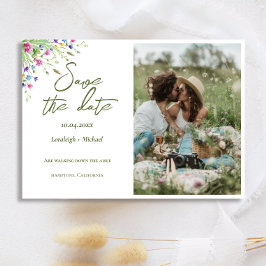 Reserva La Fecha Boho de la moda Fotos flores silvestres Boda Salva