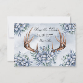 Reserva La Fecha Boho Deer Antler Dusty Blue Floral