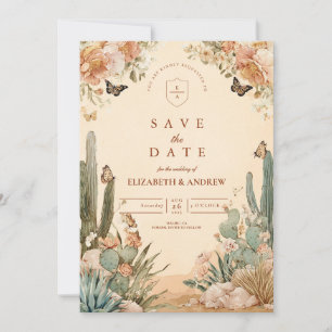 Reserva La Fecha Boho Desert Cactus Boda Floral
