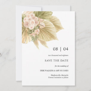 Reserva La Fecha Boho Dried Floral Pampas Palm Natural Boda