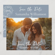 Boho Dusty Blue Modern Elegant Boda Minimalista