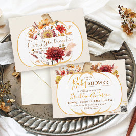 Reserva La Fecha Boho Fall Floral White Pumpkin Baby Shower