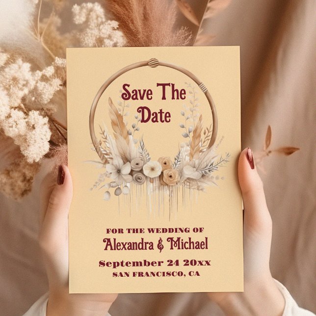 Reserva La Fecha Boho Floral Boda Occidental (Subido por el creador)