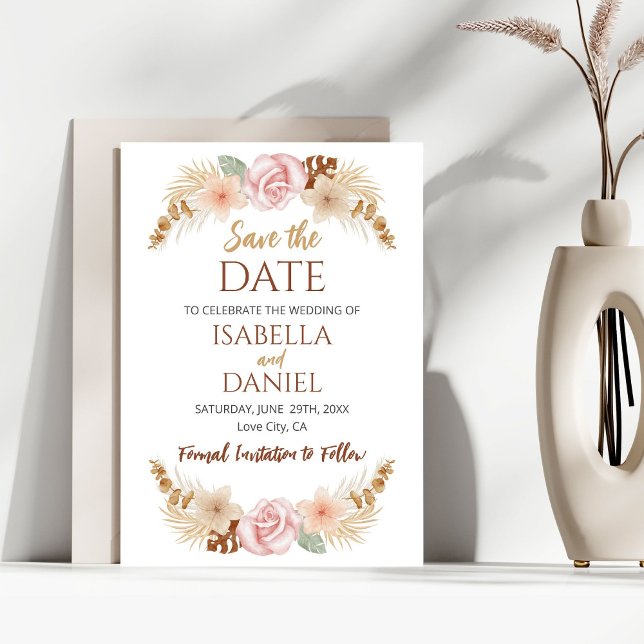 Reserva La Fecha Boho Floral Earth Tones Wedding Save The Date (Subido por el creador)