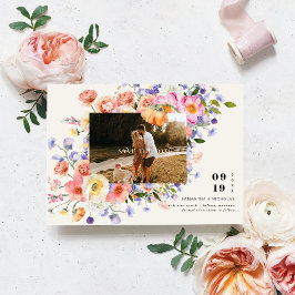 Reserva La Fecha Boho Floral | Foto de Flor Silvestre para Salvar l