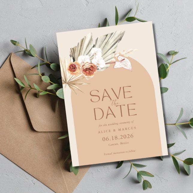 Reserva La Fecha Boho Floral Terracotta Wedding Save The Date (Subido por el creador)