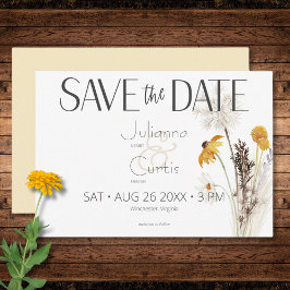 Reserva La Fecha Boho Golden Yellow Meadow florió Boda amarillo